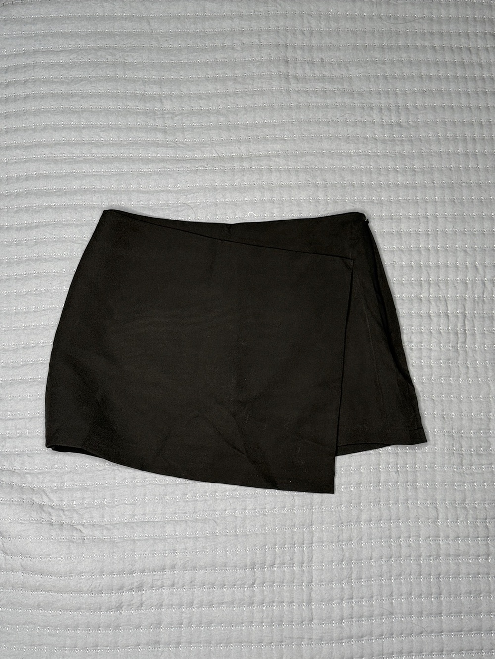 Black Asymmetric Wrap Mini Skort